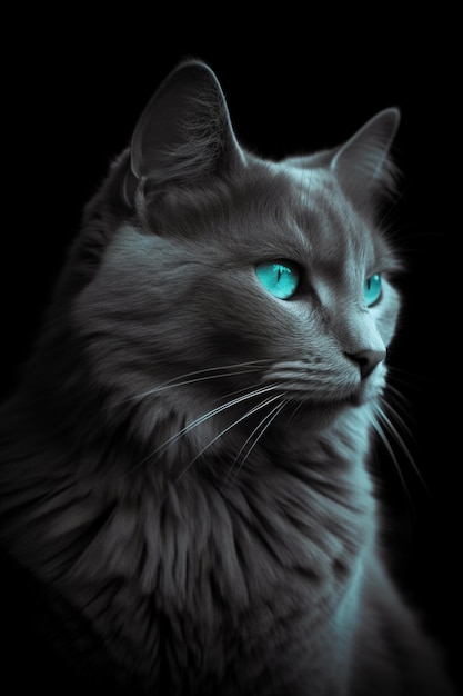 Auf diesem Gemälde ist eine Katze mit blauen Augen abgebildet.