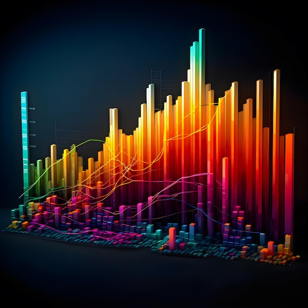 Auf dunklem Hintergrund wird ein buntes Balkendiagramm angezeigt.