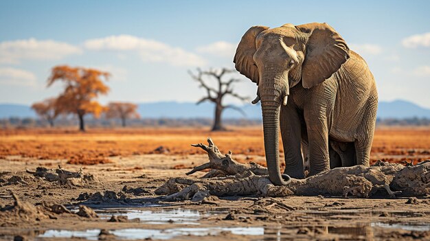 auf einem Baum ein einsamer Elefant