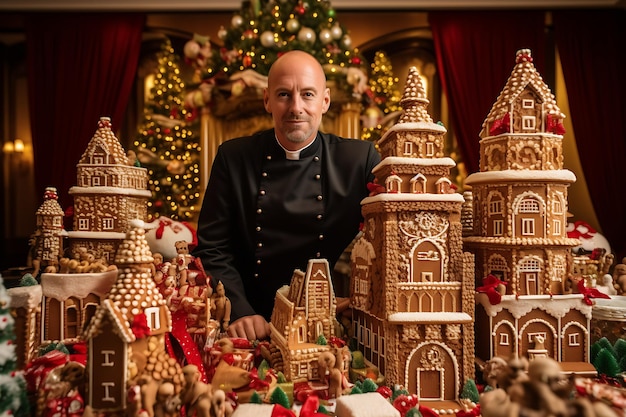 Auf einem belebten Marktplatz verblüffte ein Straßenkünstler die Menge, indem er Gingerbread-Skulpturen herstellte