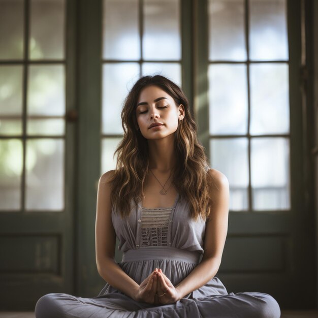 Auf einem Detailfoto ist eine Frau beim Yoga zu sehen