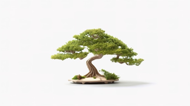 Auf einem kleinen Blatt Papier ist ein Bonsai-Baum abgebildet.