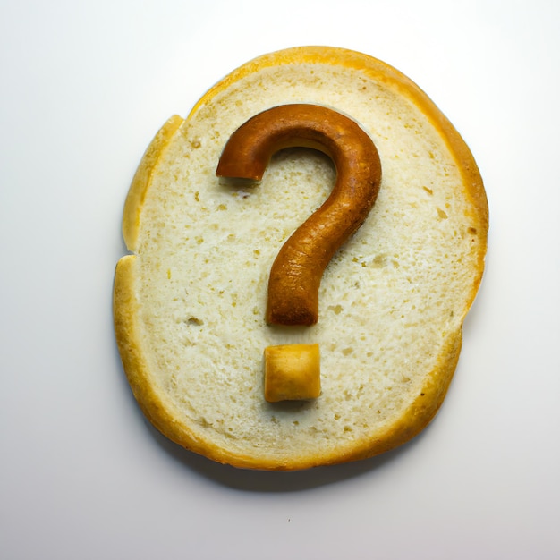 Auf einem Stück Brot ist ein Fragezeichen.