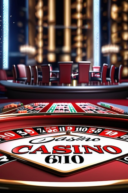 Auf einem Tisch mit Casino-Thema steht ein Casino-Spiel.