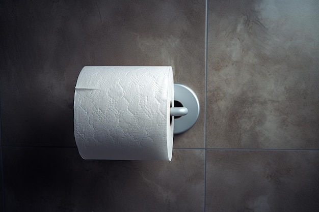 Auf einem Toilettenpapierhalter mit generativer KI befindet sich eine Rolle Toilettenpapier