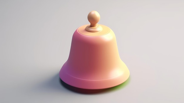 Auf einer weißen Fläche sitzt eine rosafarbene Glocke mit grüner Spitze.