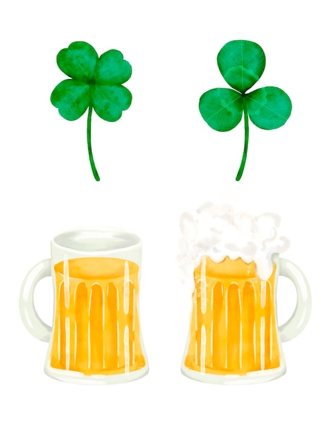 Auf Glück Bierglas und Kleeblatt Symbole perfekt für feierliche Veranstaltungen