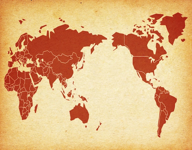 Auf Papier abgebildete Weltkarte