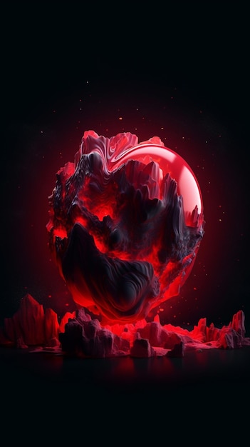 Auf schwarzem Hintergrund befindet sich ein rotes Herz