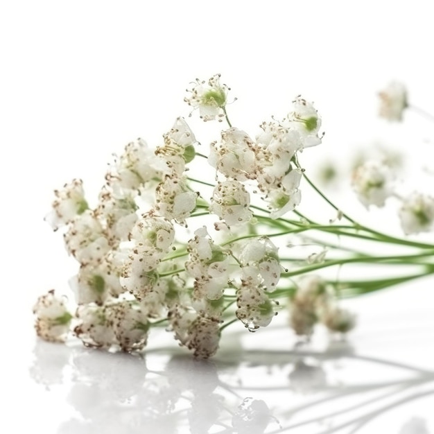 Auf weißem Hintergrund isolierte Gypsophila-Blüten erzeugen KI