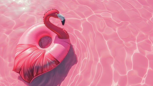 Aufblasbarer Flamingo auf rosa Hintergrund