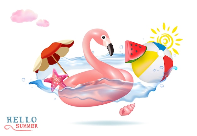 Aufblasbares Spielzeug Flamingo Illustrationsvektor