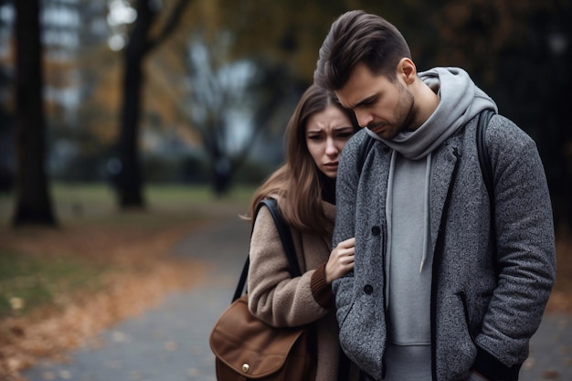 Aufbruchkonzept Traurige verärgerte Frau weint nach einer schmerzhaften Trennung und will ihn nicht verlassen Mann d