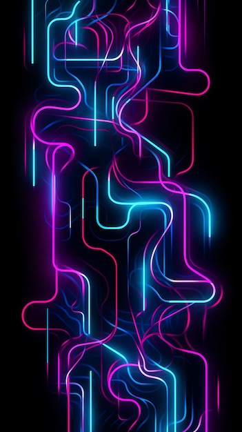Auffällige Neon-Linien-Effekt-Designs mit modernen abstrakten Szenen in lebendigen und leuchtenden Farben