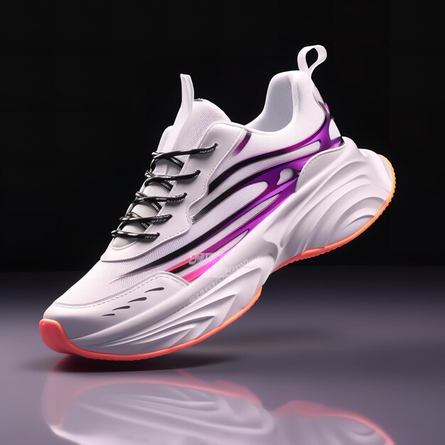 Auffallende Schuhe mit isolierten Lichteffekten auf weißem Hintergrund