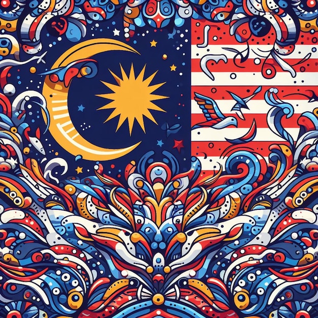 auffallende visuelle Darstellung der malaysischen Flagge eine kraftvolle Darstellung des Fortschritts und des Wohlstands Malaysias