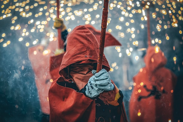 Aufführung des Correfoc im Rahmen der Feier der Teufel und Bestien