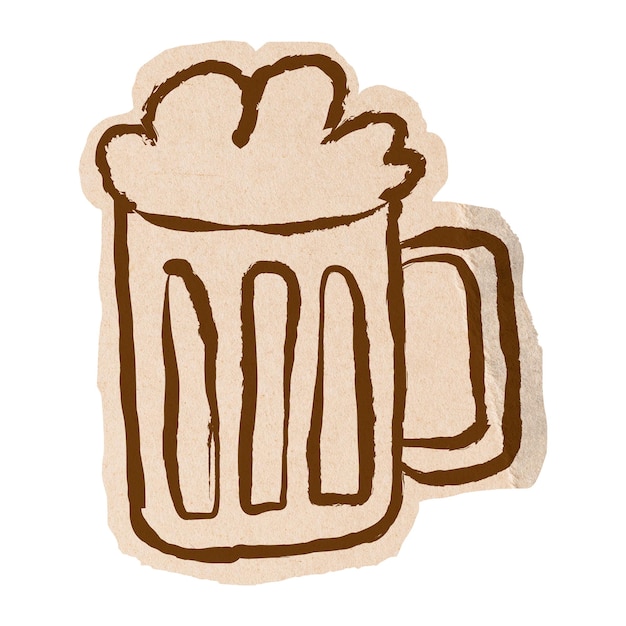 Aufkleber aus Bierglas png, zerrissenes Papier, Schrägmalerei, durchsichtiger Hintergrund