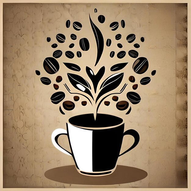 Foto aufkleber des kaffeehauses kaffeeglas mit spritzendem 2d-logo