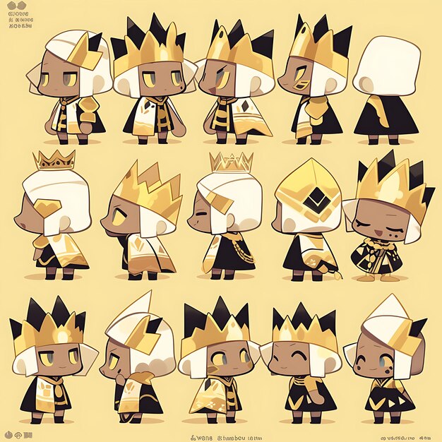 Foto aufkleber des männlichen ägyptischen pharaos chibi kawaii pharaonic fashion regal c concept art game asset