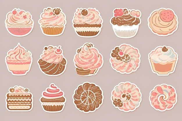 Aufkleber für Cupcake-Cliparts