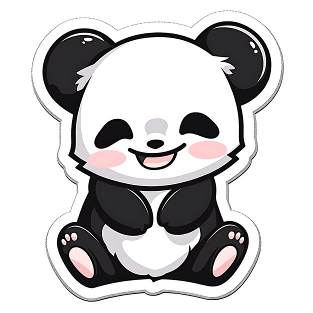 Foto aufkleber netter panda, der auf fester hintergrundillustration sitzt
