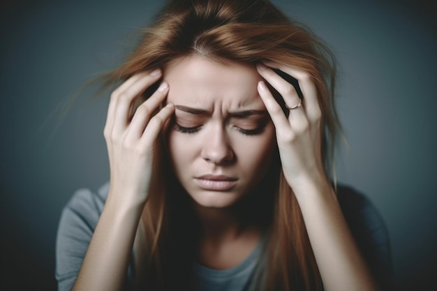 Aufnahme einer Frau, die unter Stress und Angst leidet, erstellt mit generativer KI