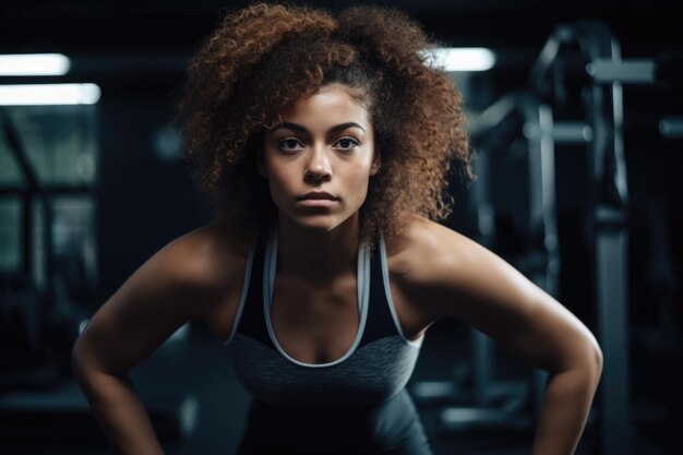 Aufnahme einer Frau im Fitnessstudio, die mit generativer KI erstellt wurde