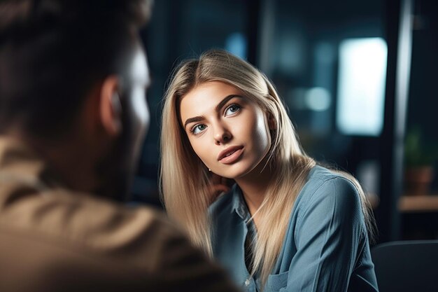 Aufnahme einer jungen Frau mit ihrem Freund bei der Arbeit, erstellt mit generativer KI