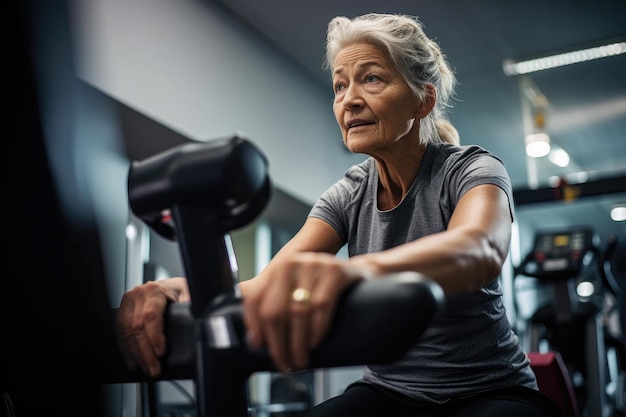 Aufnahme einer querschnittsgelähmten Sportlerin, die auf einem Heimtrainer trainiert, der mit generativer KI erstellt wurde