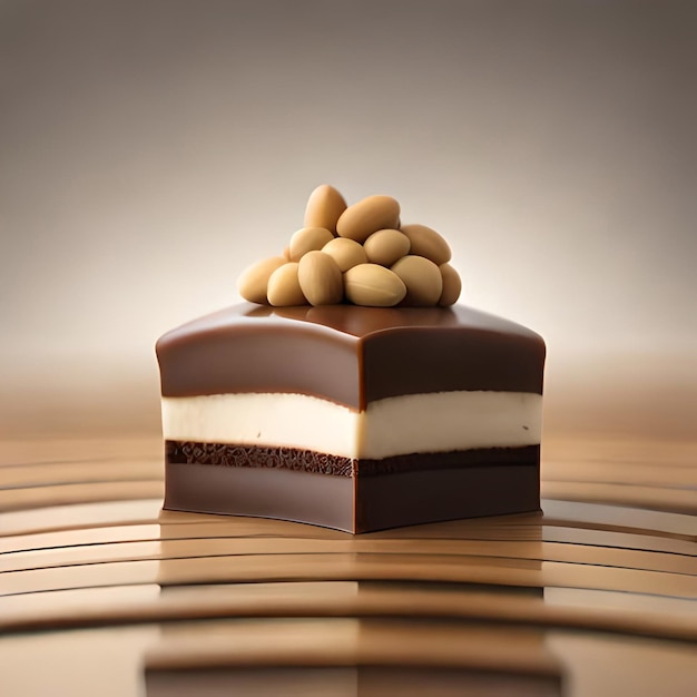 Aufnahme eines mit Sahne gefüllten Stücks Schokolade