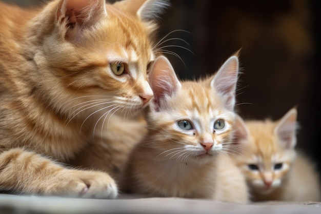 Aufnahme eines niedlichen Kätzchens mit seiner Mutter, erstellt mit generativer KI