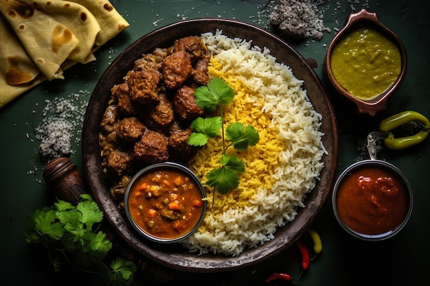 Aufnahme von einer Teller mit Enchiladas verdes mit Reis und Bohnen