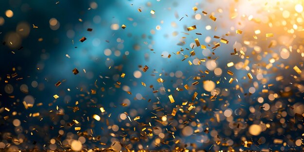 Aufregende Feier mit goldenen Konfetti, die eine lebendige Party-Atmosphäre schafft Konzept Feier Fotoshoot Goldenes Konfetti Lebendige Partyatmosphäre