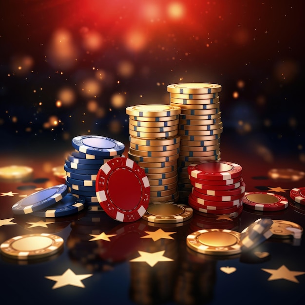 Aufregende Pokerspiele in einem Online-Casino Karten und Chips auf dem Tisch Glücksspiel-Erfahrung gewinnen Hände und Wetten