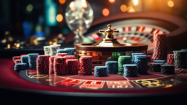 Aufregende Pokerspiele in einem Online-Casino Karten und Chips auf dem Tisch Glücksspiel-Erfahrung gewinnen Hände und Wetten