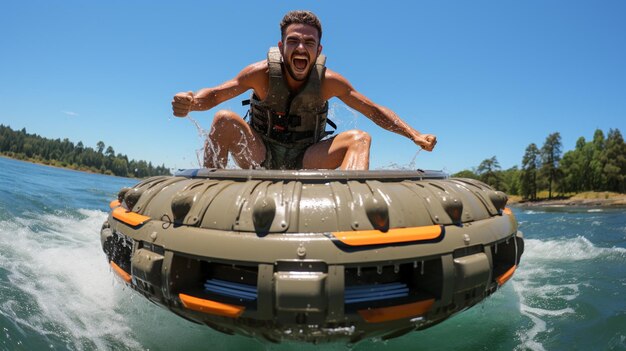 Aufregender Wassertrampolin-Spaß