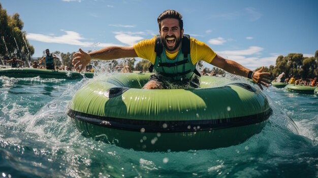 Aufregender Wassertrampolin-Spaß