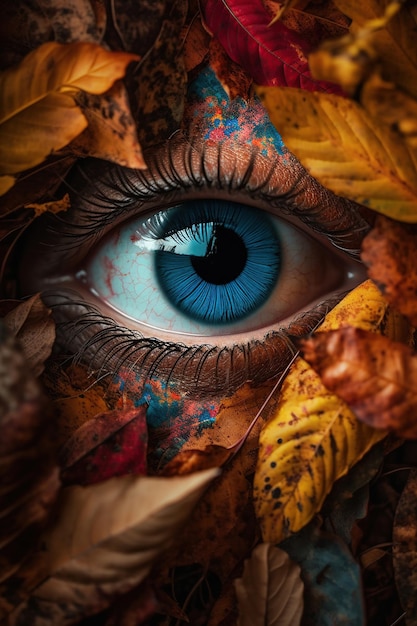 Augen funkelten mit den leuchtenden Farben der Herbstblätter Generative KI