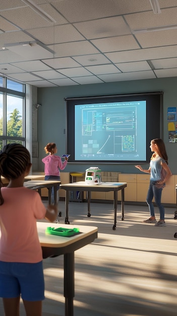 Aula de clase integrada con herramientas de aprendizaje avanzadas