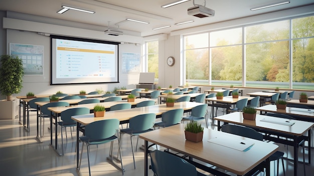 Foto un aula equipada con tecnología moderna