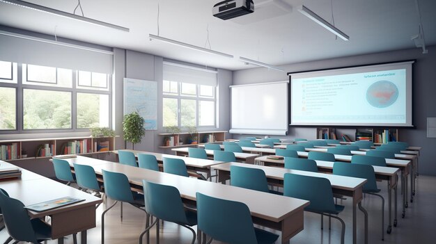 Foto un aula equipada con tecnología moderna