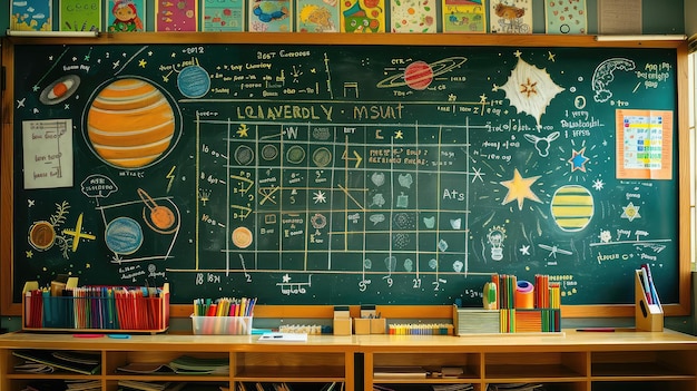 Aula de tablero en la escuela primaria