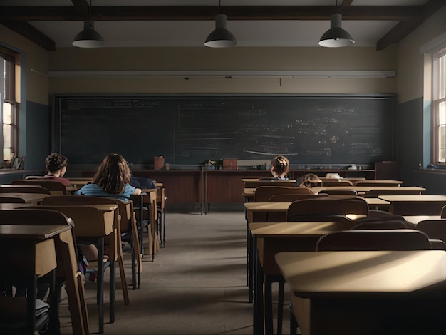 En el aula vacía de regreso a la escuela antecedentes