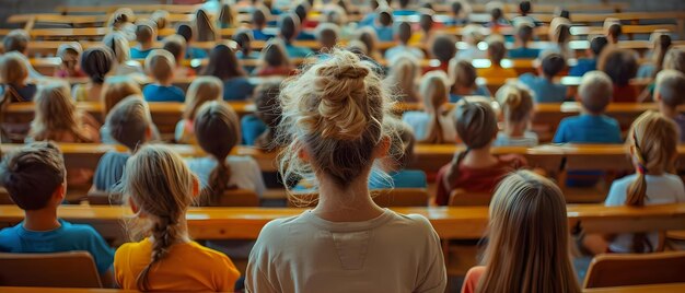 Foto las aulas superpobladas destacan los desafíos para lograr la equidad educativa y la educación de calidad concepto los desafíos en la educación las aulas sobrepobladas logrando la equidad educación de calidad