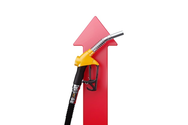 Aumento dos preços dos combustíveis aumento do custo da gasolina pistola de estação de gasolina no fundo