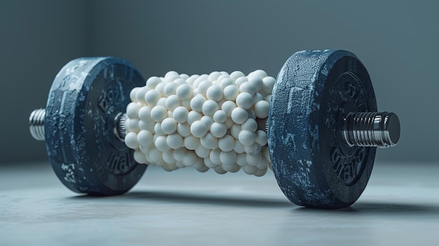 Foto aumento de la potencia muscular con manivela ilustración moderna forma de fitness droga medicina ciencia química innovación tecnología renderización 3d poligonal