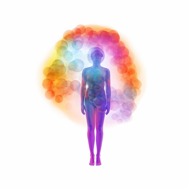 Aura colorida del cuerpo de energía humana