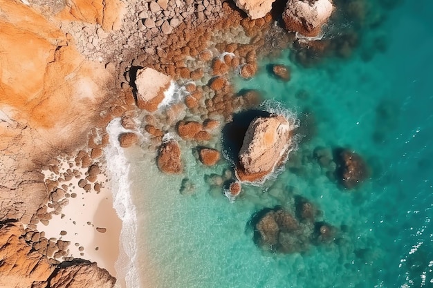 Aura impresionante con una vista desde arriba en el fondo de una foto del agua de mar