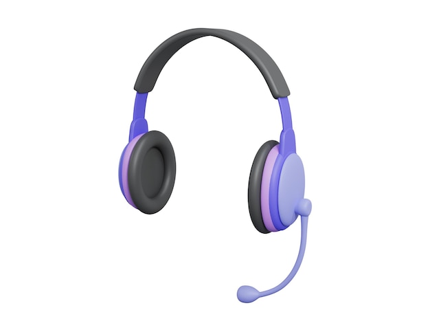 Auriculares 3D aislados en fondo blanco con ruta de recorte Ilustración de renderización 3D